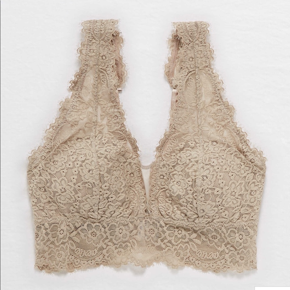 Aerie Eyelash Lace Plunge Bralette